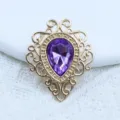 Vintage gold alloy filigree base with purple teardrop acrylic gemstone for DIY jewelry. - Light Purple