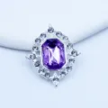 Silver Diamond Shape Rhinestone Alloy Flower Rhinestone Decorative Buckle Variant - Light Purple