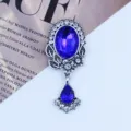 Colgante ovalado pedrería azul plata antigua aleación joyería fantasía accesorio DIY - Azul Zafiro