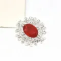 Ovale Legierung Strass rote Kristall Blume Knopf DIY handgefertigte Schmuck Zubehör Detail. - Rot
