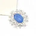 Ovale Legierung Strass Harz Kristall Blume Basis DIY handgemachte Schmuck Zubehör - Hellblau