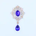 Goudkleurige legering paarse strass druppel hanger charm voor DIY jurk en geschenkdoos decoratie - Saffierblauw