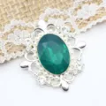 Broche En Alliage De Strass Vert Ovale Vintage Perle DIY Accessoire De Cheveux 30x33mm - Vert foncé