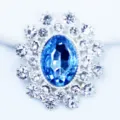 Accesorio artesanal DIY de strass de aleación ovalada, componente decorativo de 25x28MM. - Azul claro