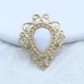 Vintage Baroque alloy lace base with teardrop white acrylic gemstone for DIY jewelry making. - Stone White