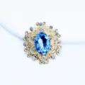 Botón de diamantes imitación ovalado aleación accesorio cabello hebilla decorativa flor cristal - Azul claro