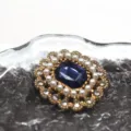 22x20mm Legierung Kristall Blumen Strass Schnalle DIY Kleidung Haarschmuck Brosche Dekor - Marineblau