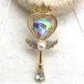Detail view of heart magic wand alloy pendant DIY necklace material charm accessory - AB Color