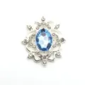 Oval alloy crystal flower tray DIY pendant base badge holder jewelry making accessory detail view - Silver Base Light Blue