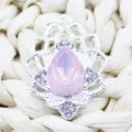 Silver alloy teardrop acrylic rhinestone hollow decorative button for DIY crafts accessories. - Light Pink