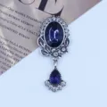 Vintage alloy blue crystal oval pendant rhinestone diy hair accessories clothing decoration - Navy Blue