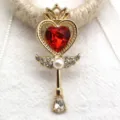 Estilo barroco corazon varita magica colgante de aleacion detalle joyeria hecho a mano. - Rojo Brillante