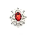 Close-up detail of oval alloy acrylic resin flower tray DIY handmade jewelry accessory. - Big Red with Silver Base