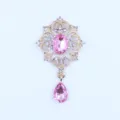 Gouden legering roze kristal druppel hanger strass bloem kleding accessoire DIY - Lichtroze