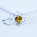 Aleación de plata corazón alas diamantes de imitación colgante DIY ropa lazo accesorio - Dorado