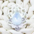 Silver alloy teardrop rhinestone decorative button DIY phone case hair accessory jewelry parts - White