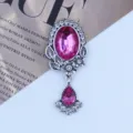 Vintage silver alloy rhinestone pink acrylic decoration accessory DIY fashion jewelry - Rose Red