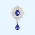 Legering goud basis druppel strass hanger DIY kleding jurk decoratie sieraden accessoire - Marineblauw