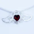Silver alloy heart wing rhinestone pendant DIY bow clothing decoration accessory piece. - Dark Red