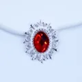 Silver oval alloy acrylic rhinestone decorative button for DIY shoes clothes hair bow material - Red