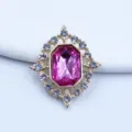 Gold diamond-shaped alloy rhinestone decorative buckle DIY bowknot ita bag doll accessory - Rose Red