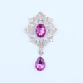 Gouden legering druppel strass hanger DIY kleding jurk decoratieve accessoire 49x28mm - Magenta