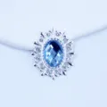 Silver oval alloy rhinestone decorative accessory, blue crystal DIY craft shoe and hair item - Light Blue