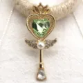 Colgante varita mágica corazón Sailor Moon aleación DIY collar bolsos joyería accesorio - Verde claro