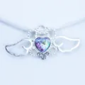 Silver alloy heart wing rhinestone acrylic DIY pendant accessory for clothing bows and crafts. - AB Color