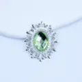 Silver oval alloy acrylic rhinestone decorative buckle for DIY shoes hair bows materials - Light Green