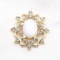 Bandeja de flores de aleación resina acrílica ovalada soporte insignia DIY joyería colgante. - Base dorada blanco piedra