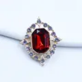 Golden Rhombus Alloy Rhinestone Decorative Buckle Red Gemstone DIY Bowknot Accessory SKU - Dark Red