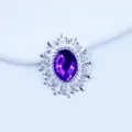 Silver oval alloy purple rhinestone decorative button DIY craft apparel hair bow accessory - Deep purple