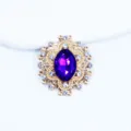 Botón de diamantes de imitación dorados ovalados bandeja de flores DIY accesorio de costura - Púrpura profundo