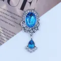 Vintage alloy antique silver blue crystal rhinestone pendant DIY clothing jewelry accessory - Lake Blue