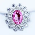 25x28MM oval alloy rhinestone DIY craft accessory with pink crystal and clear diamonds. - Light Pink