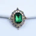 Gold tone alloy diamond shape rhinestone decorative button DIY bow hair accessory doll craft charm - Dark Green
