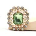 22x20mm aleación cristal flor diamantes imitación botón DIY ropa accesorio cabello estilo geométrico - Verde claro