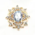 Gold alloy oval rhinestone flower base DIY brooch pendant craft jewelry accessory material - Gold Base White