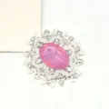 Rosa Ovale Legierung Strass Harz Blume DIY Schmuck Zubehör Handwerkskomponente SKU - Dunkelrosa