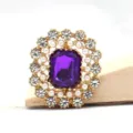 Botón De Aleación De Estrass Cristal Vintage DIY Accesorio Lazo Pelo Gema Púrpura - Púrpura profundo