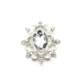 Oval alloy rhinestone craft base DIY badge holder pendant jewelry accessory for handmade making - Silver Bottom White
