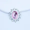 Silver oval alloy rhinestone buckle, pink acrylic crystal DIY hair bow accessory and shoe decor. - Light Pink