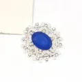 Ovale Legierung Strass Harz Kristall Blume Basis DIY Handgemachte Schmuck Zubehör Variante - Saphirblau