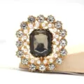22x20mm legierung kristall blume strass knopf diy haar zubehoer geometrische brosche - Grau