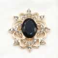 Oval alloy acrylic resin rhinestone flower tray DIY badge base jewelry pendant accessory - Gold Base Black