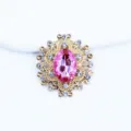 Gold oval rhinestone button diy hair accessory 24x26mm pink crystal craft embellishment - Light Pink