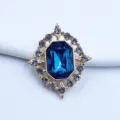 Gold rhombus alloy rhinestone buckle crystal blue gem DIY bow ita bag doll accessory - Cyan