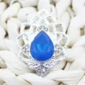 Silver Alloy Tear Drop Rhinestone DIY Phone Case Hair Accessory Decoration Button - Sapphire Blue