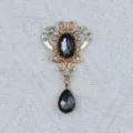 Gold zinc alloy vintage rhinestone oval pendant DIY craft hair bag jewelry accessory - Gray